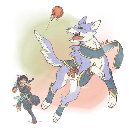 Full body, 2 chara, simple bg