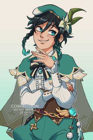 Half body, 1 chara, simple bg