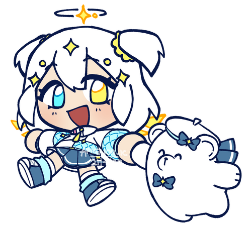 Chibi, 2 chara, Flat colour, Transparent bg