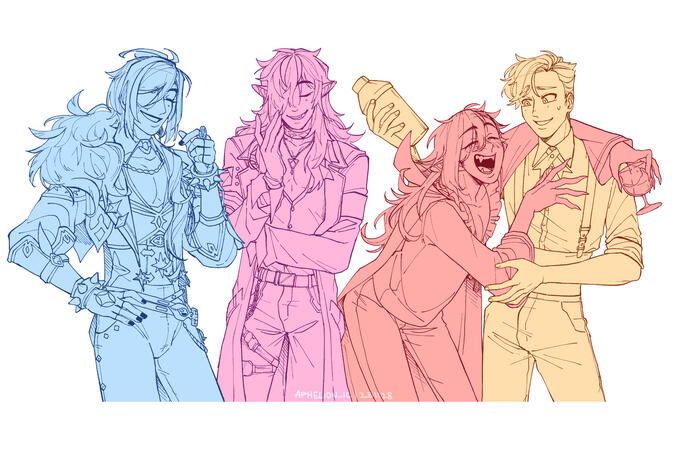 4 chara, half body